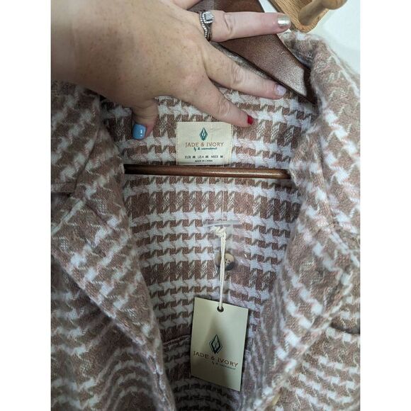 NWT Jade & Ivory Neutral Jacquard Mauve Plaid Shacket Jacket - Size M - Picture 7 of 8